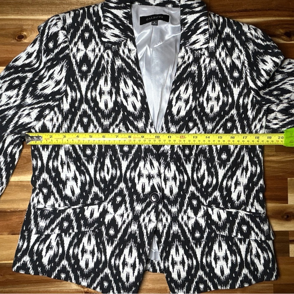Talbots Black White Abstract Patterned Jacket Bla… - image 8